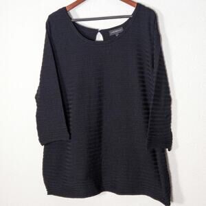 Lane Bryant Textured Knit Top Size 18 Black Modern Classic Workwear Minimal